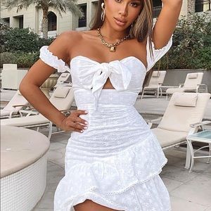 Fashion Nova hold the phone eyelet mini dress